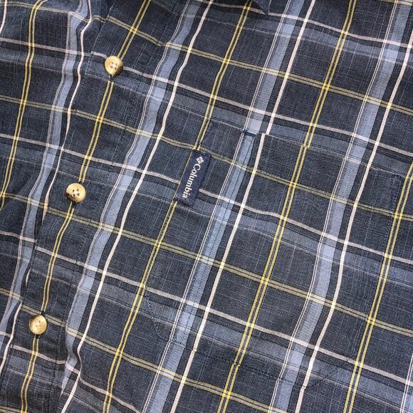 Columbia Shirt Mens XL Blue Tartan Plaid Short Sleeve Button Up Hiking Outdoor - Picture 7 of 11